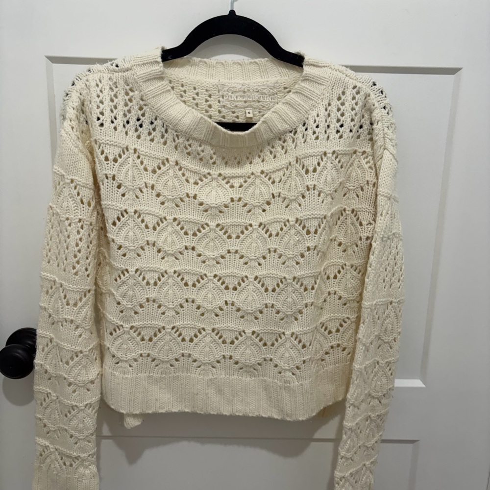 Pink Martini Cream Crochet Sweater